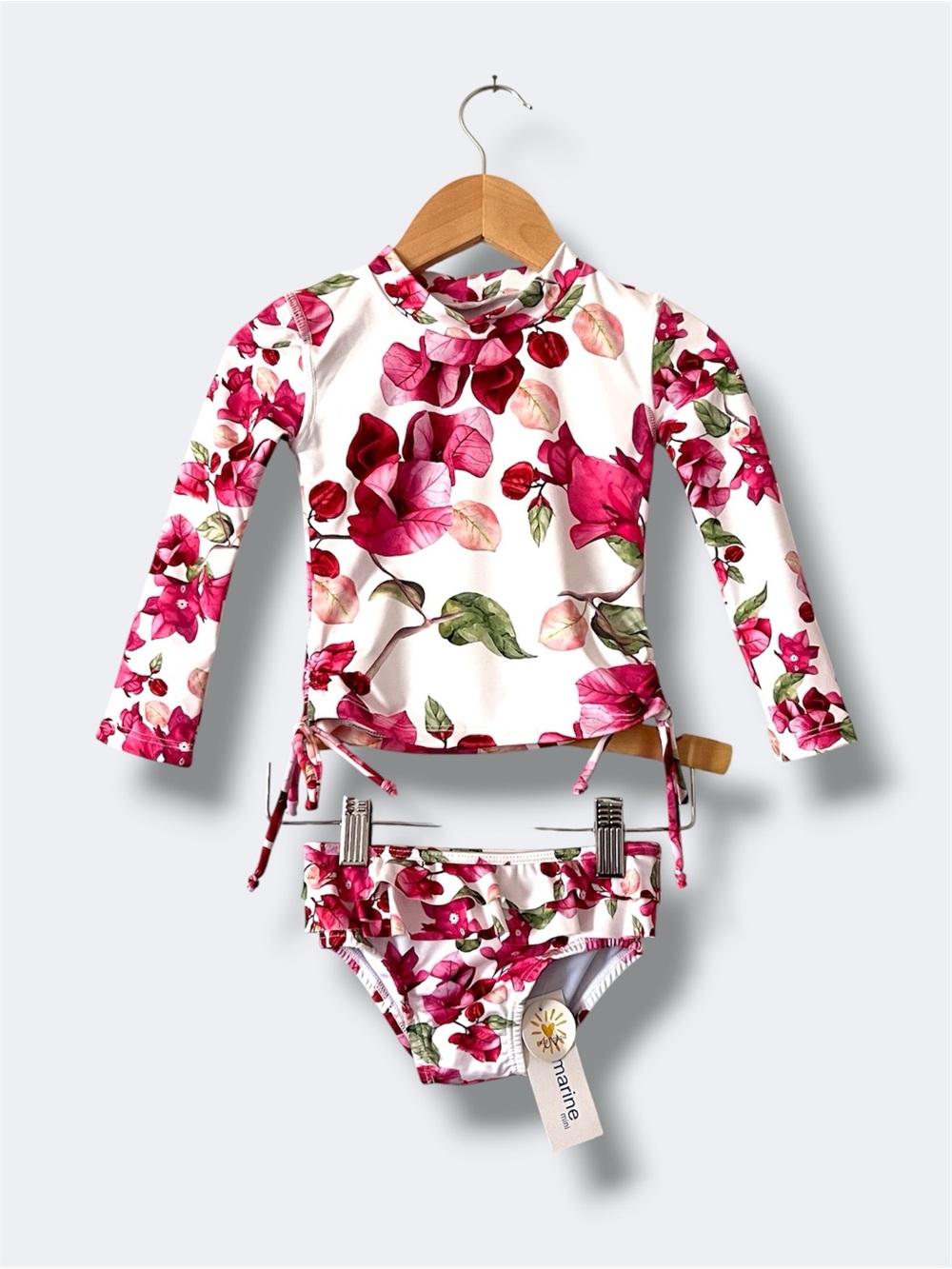 Submarine Mini Rash Guard Girls 18M Bougainvillea Floral 2 Piece Swim Set Ruffle